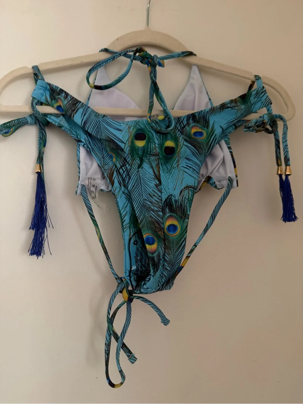 Peacock Print Blue Bikini Swimsuit